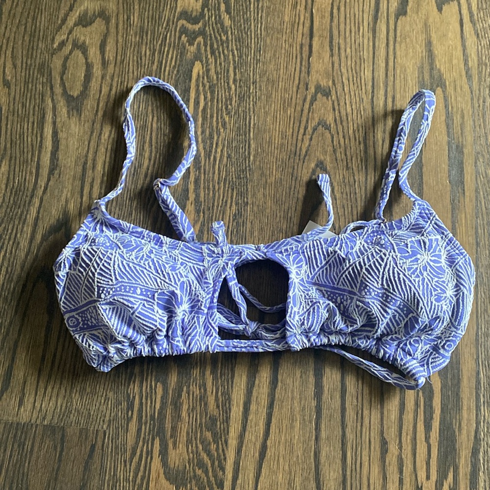 Blue Floral Bikini Top